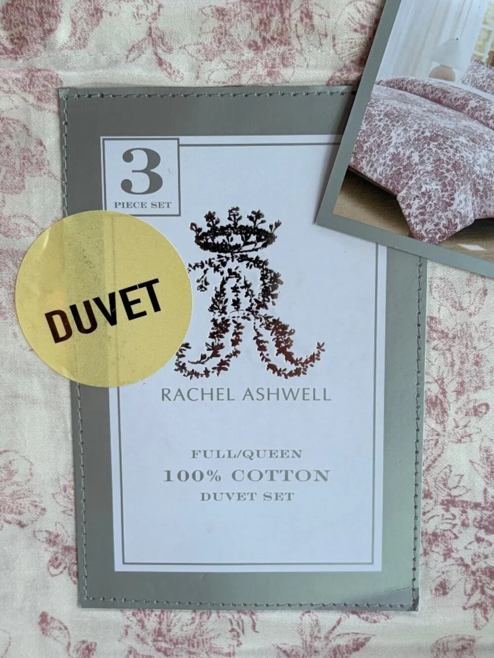 Rachel Ashwell Shabby FULL QUEEN Size Cotton Duvet Set Distressed Red Floral